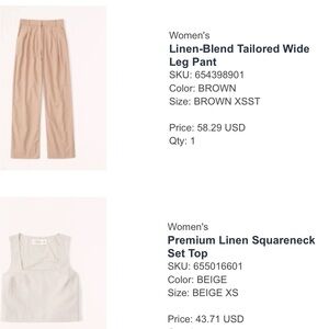 Abercrombie NWOT linen blend tailored pants!